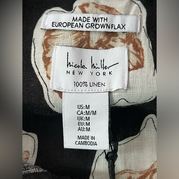 Nicole Miller Women’s Long‎ sleeve 100% Linen Size M Button Front Shell Top - Picture 4 of 9